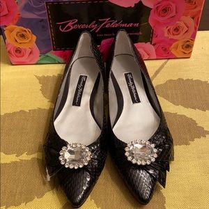 Black snake skin flats